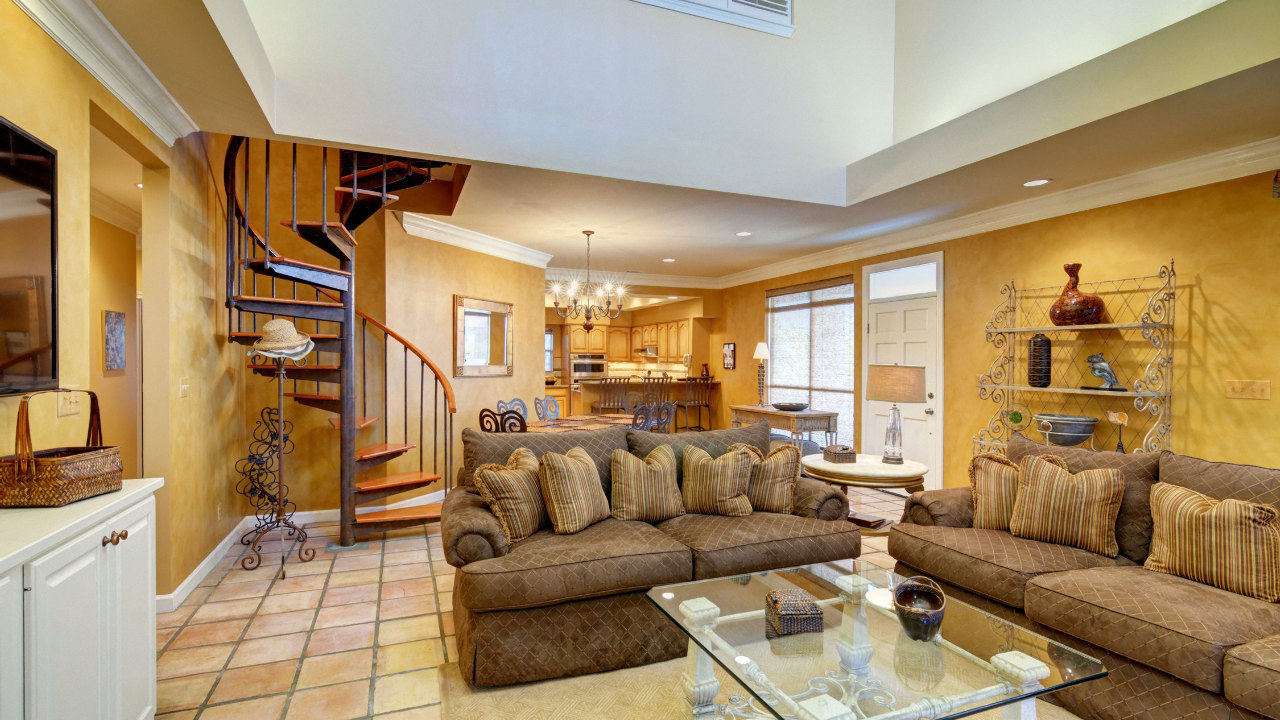 Two story family room