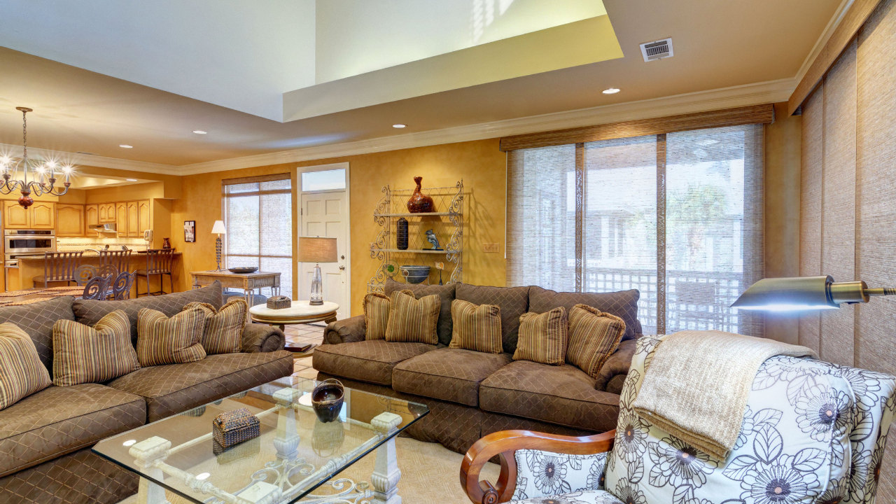 Two story family room