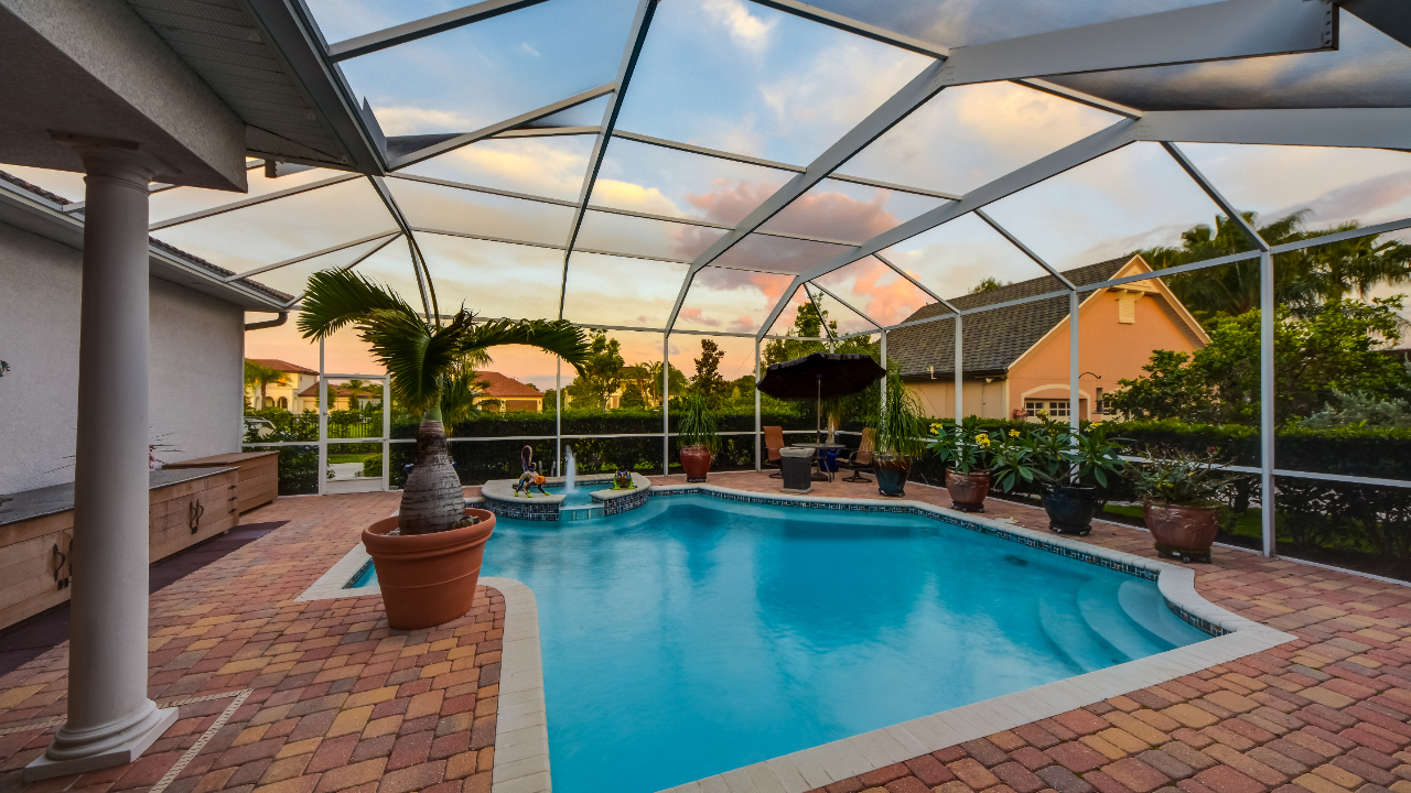 Pool and Lanai at Sunset