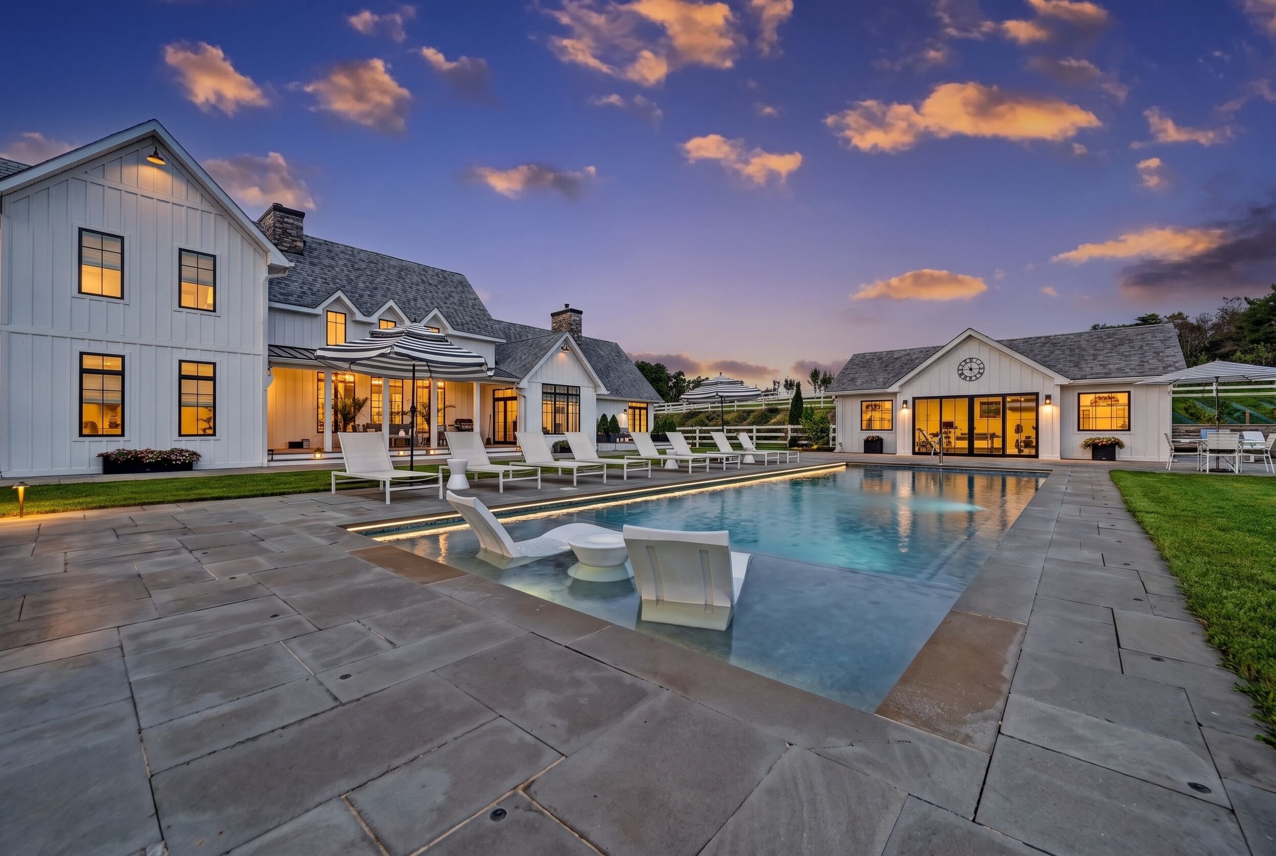 Heated saltwater pool and bluestone surround