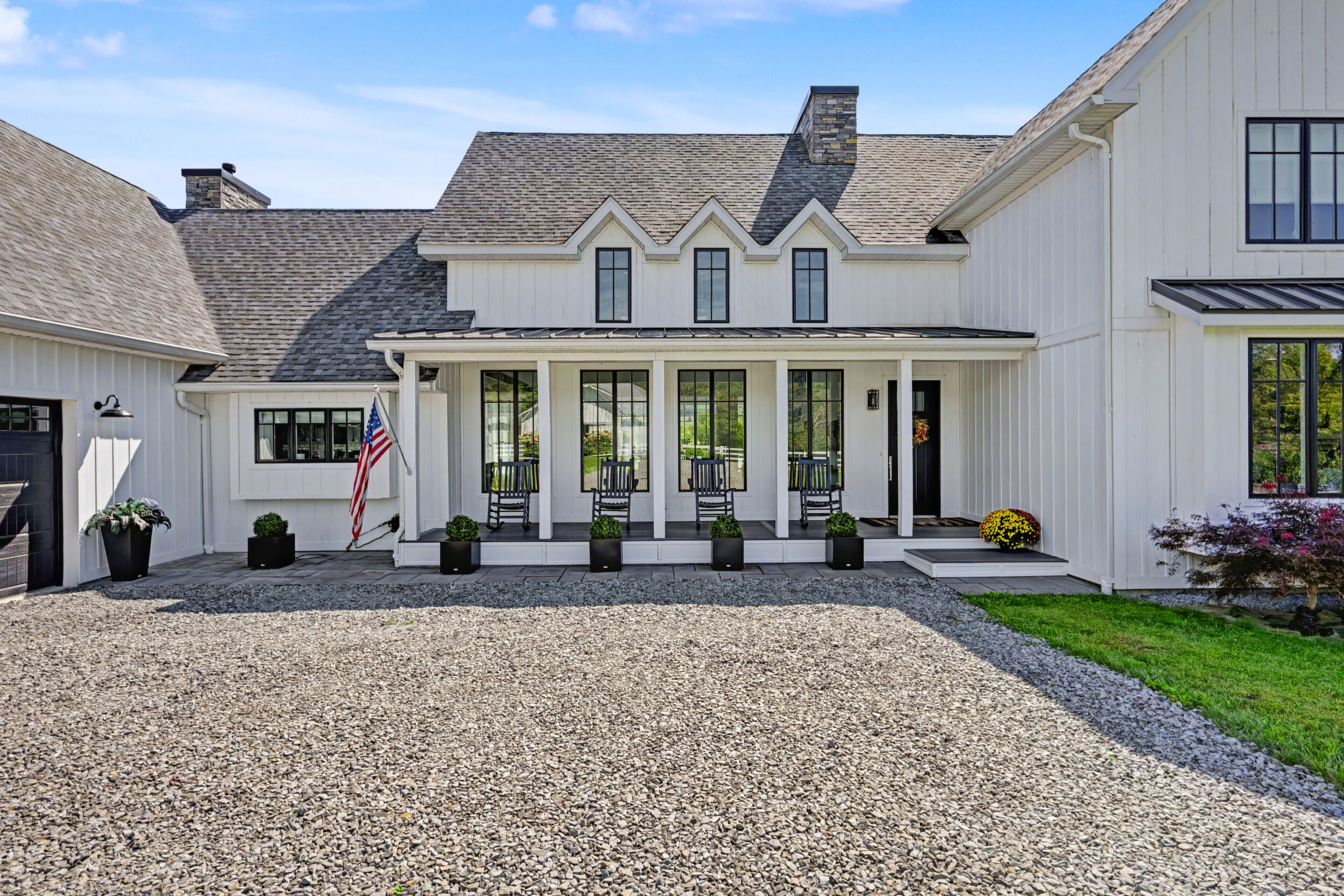 Porch detail with standing-seam roof accents