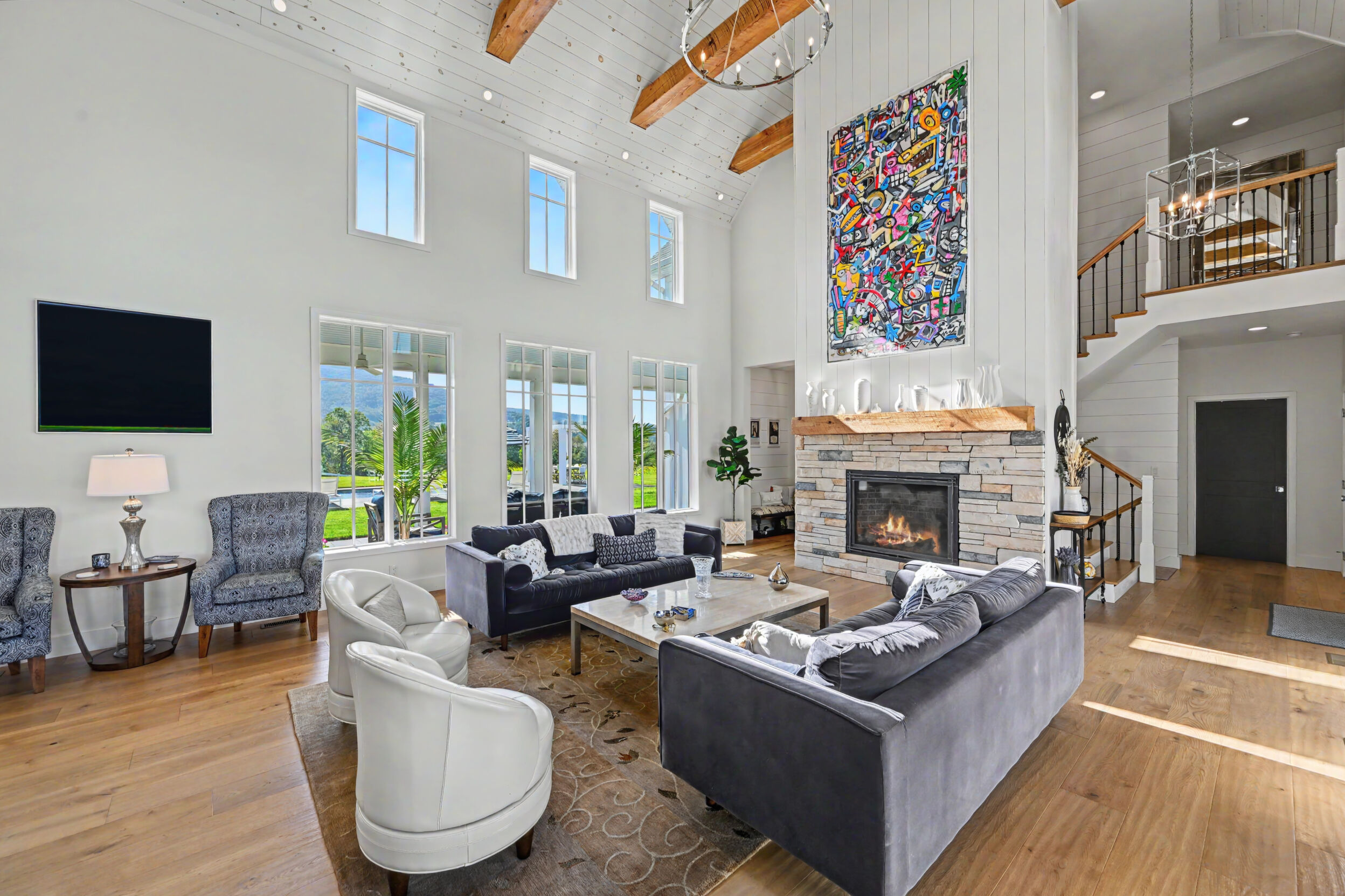Great room sight lines toward the kitchen