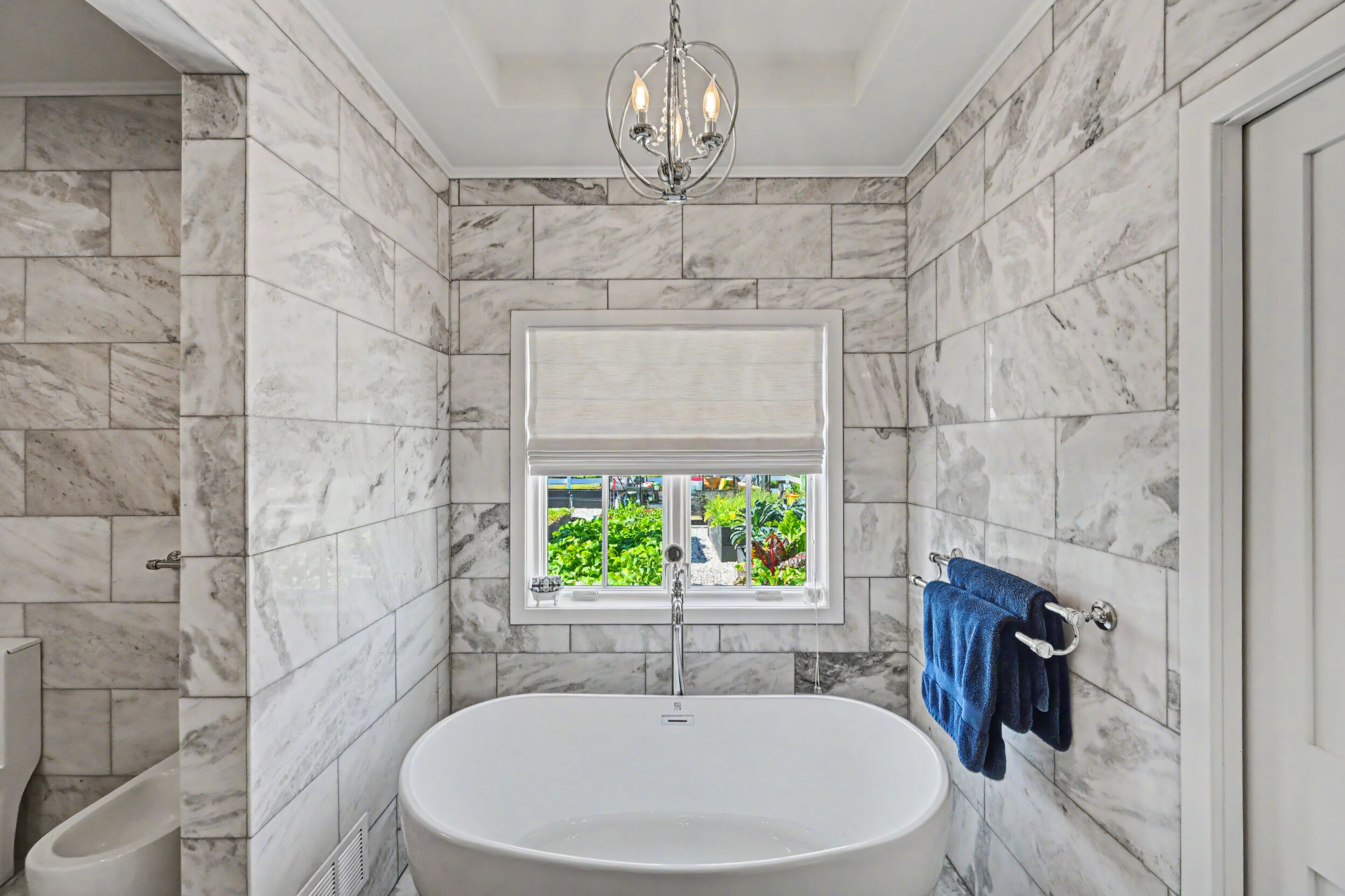 Soaking tub overlooking the garden