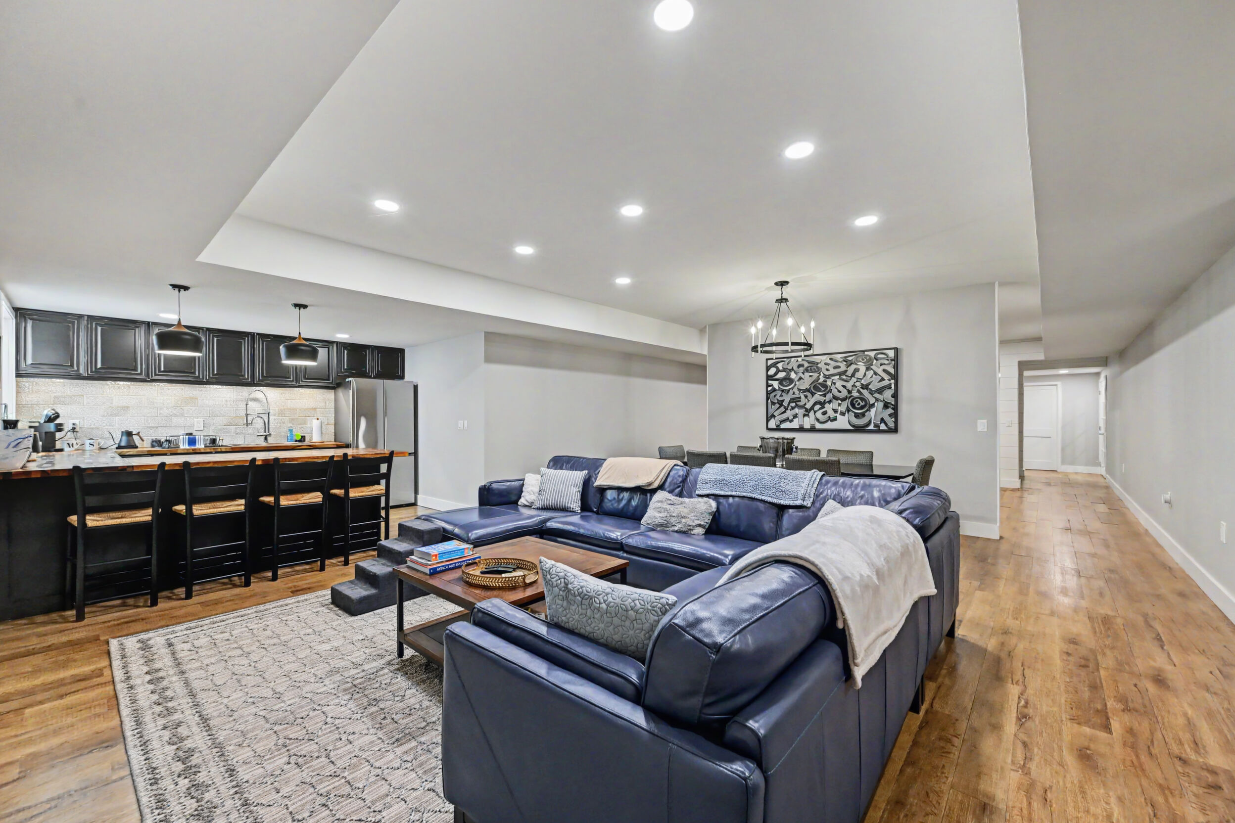 Lower-level family room and second kitchen