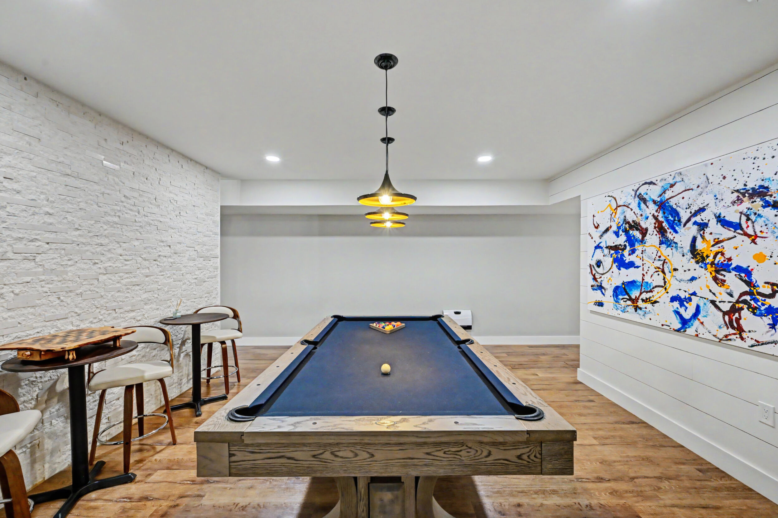 Billiard room and pendant lighting