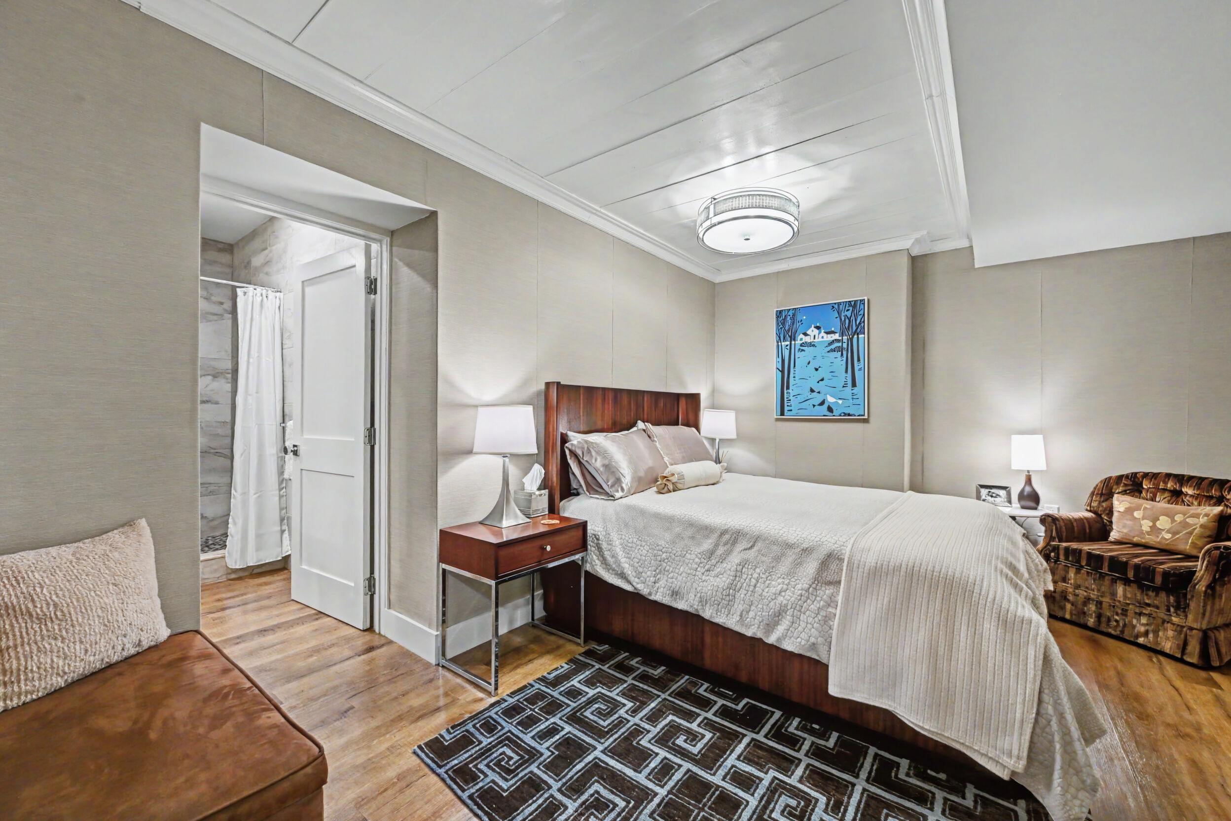 Lower-level guest room