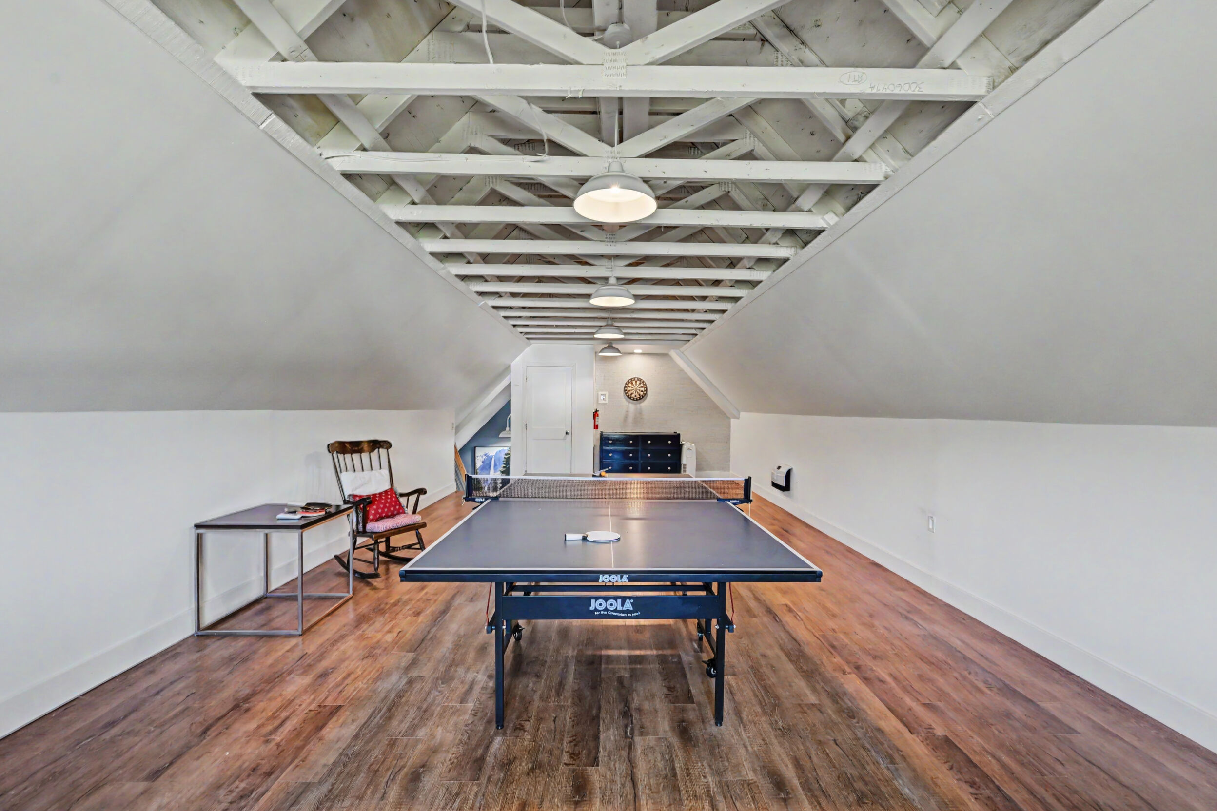 Finished game room above the garage