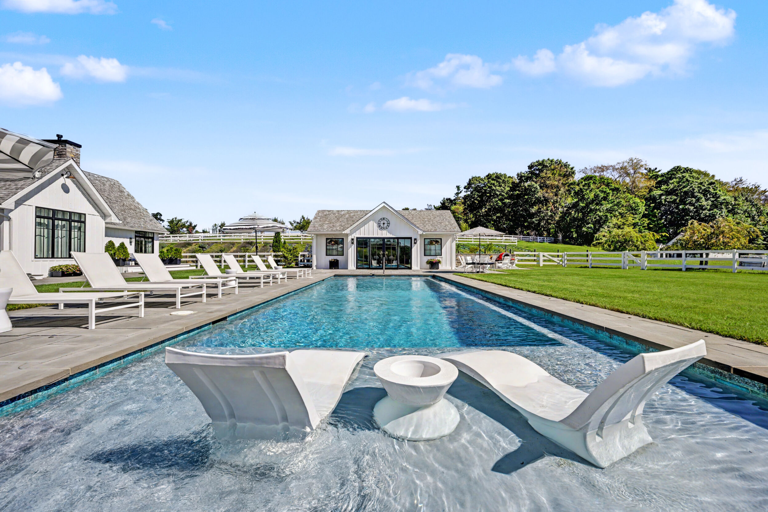 Tanning ledge and in-pool loungers