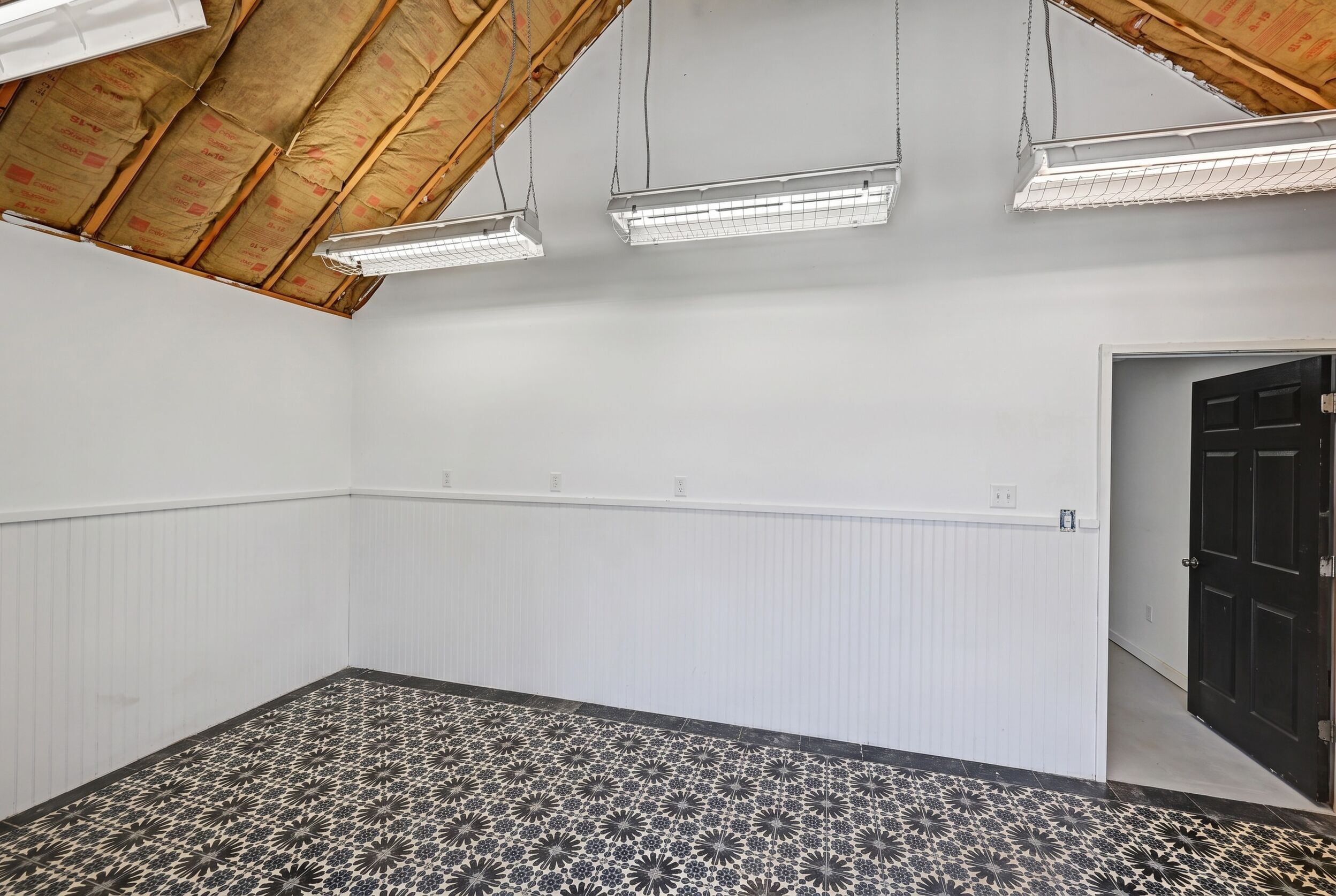 Cider barn interior with tiled flooring