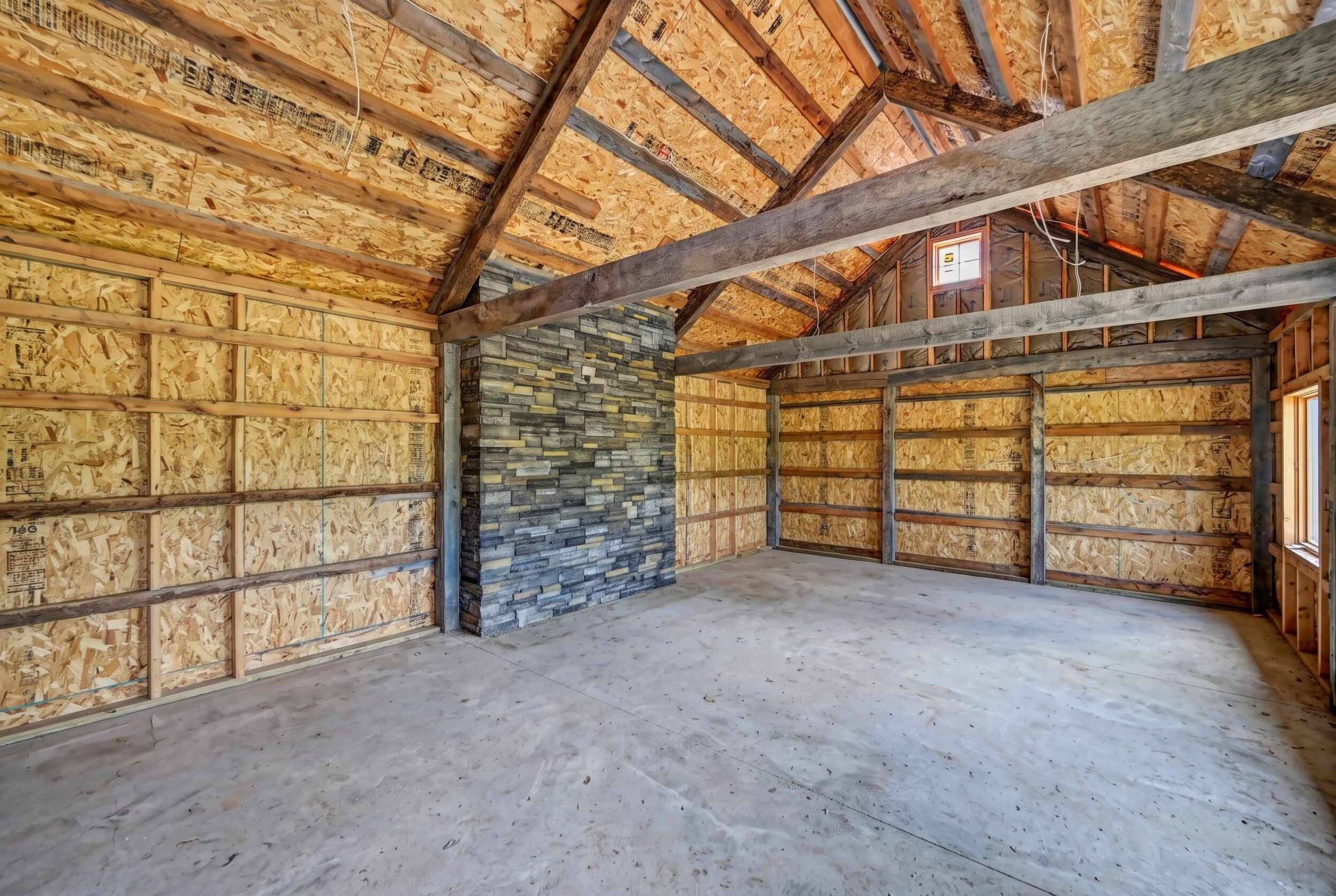 Hot Chocolate Barn interior with wood-burning stove