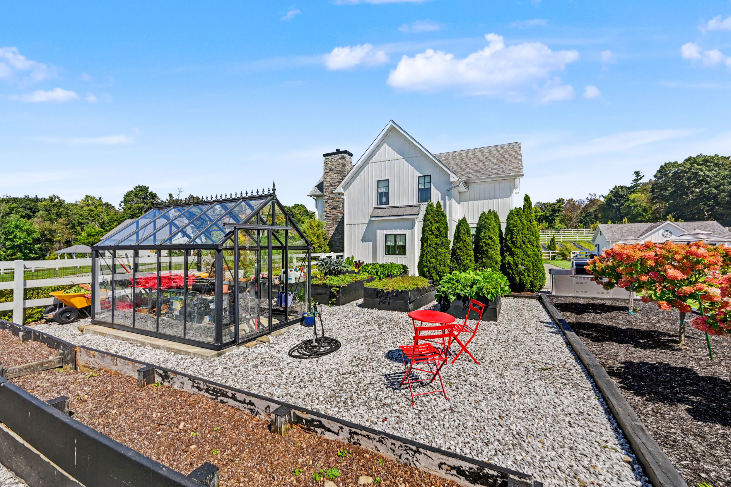 Greenhouse and garden terrace