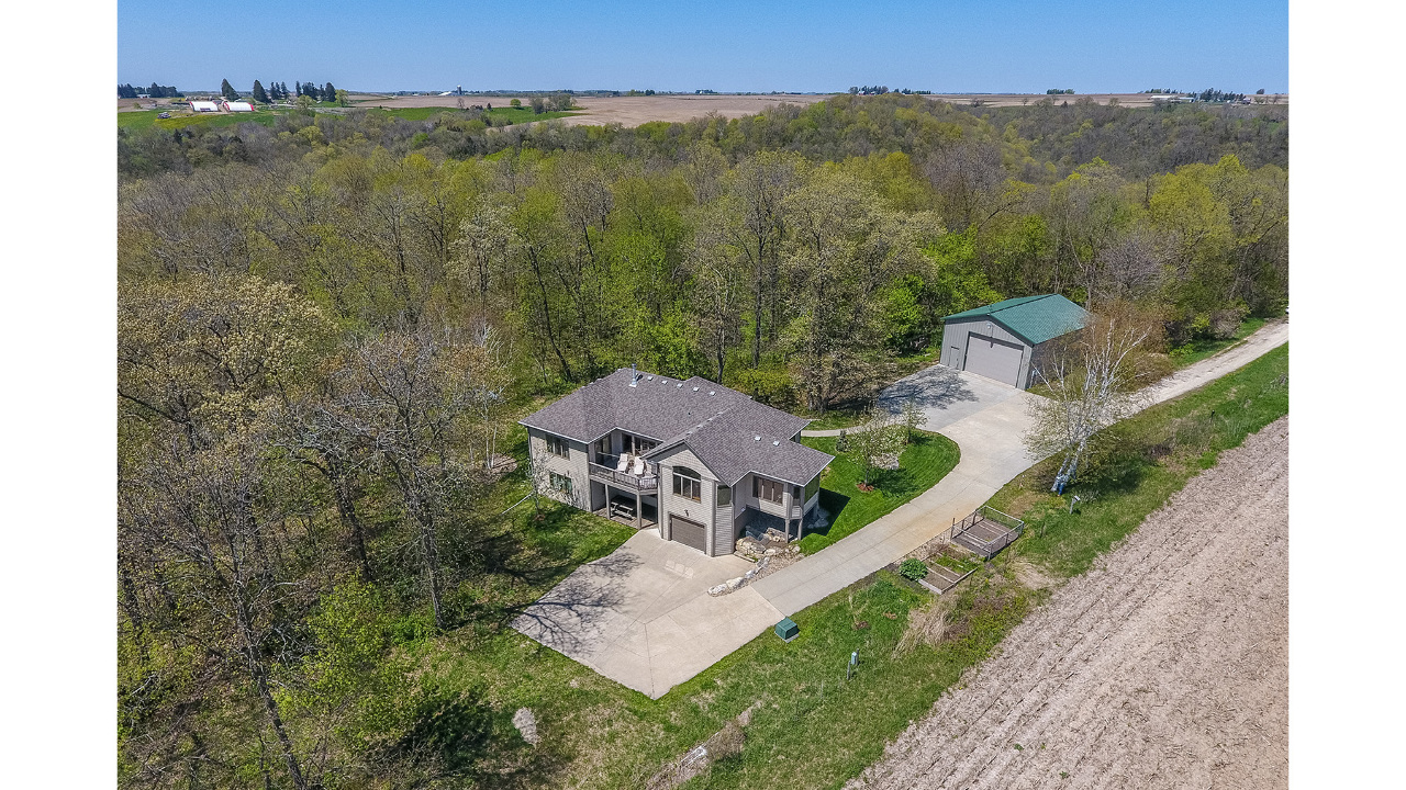 Aerial of house and shed