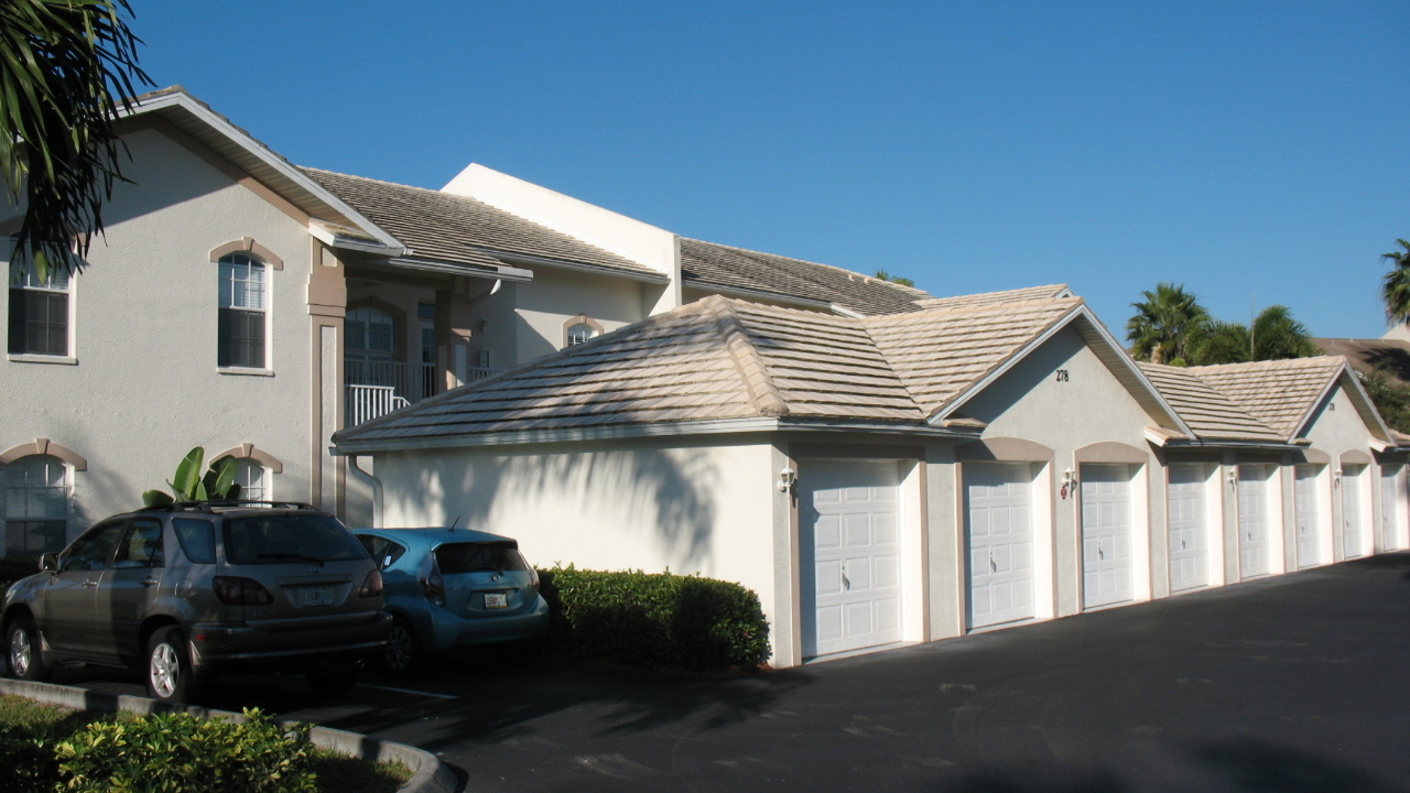 Front of Garages and Building